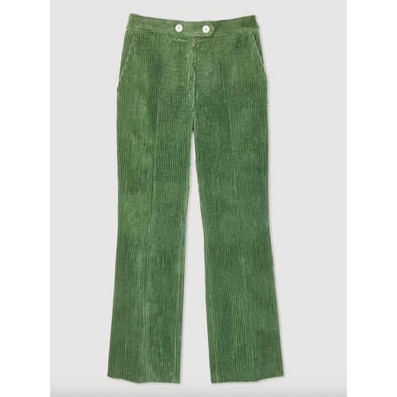 Sandro Corduroy Straight-Leg Trousers Olive Green Size FR 40 US 8 - SFPPA00992 - Picture 1 of 16